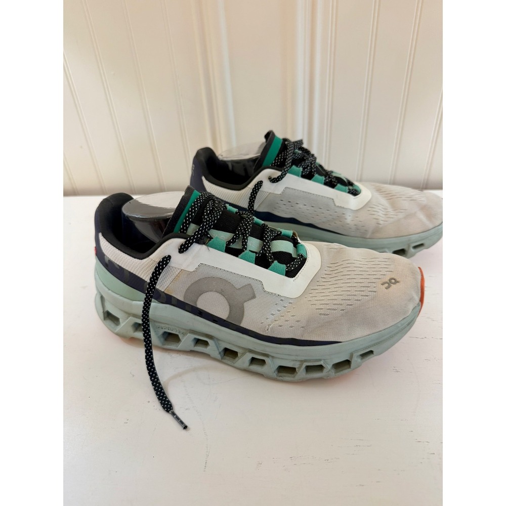 On Cloudmonster Running Shoes Men 10.5 Undyed Creek White Teal Green